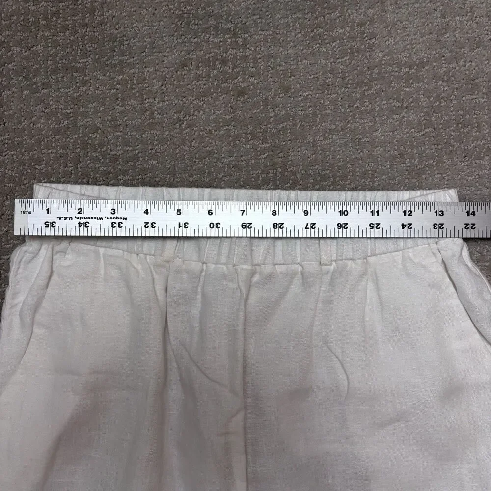 Quince 100% European Linen Ankle Pants White Coastal Minimalist Old Money Resort